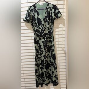 Mango Black and Green Floral Maxi Dress